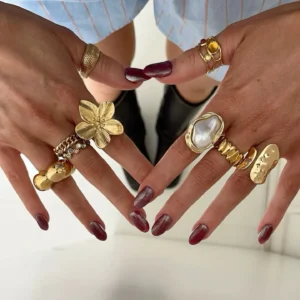 Bague ajustable dorée fleur