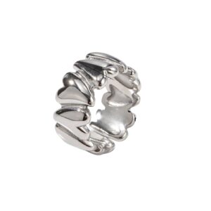 Bague argentée irrégulière acier inoxydable