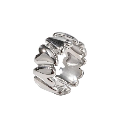 Bague argentée irrégulière acier inoxydable