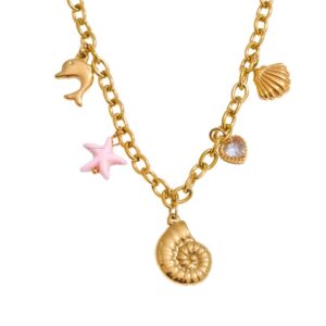 Collier à breloque coquillage doré