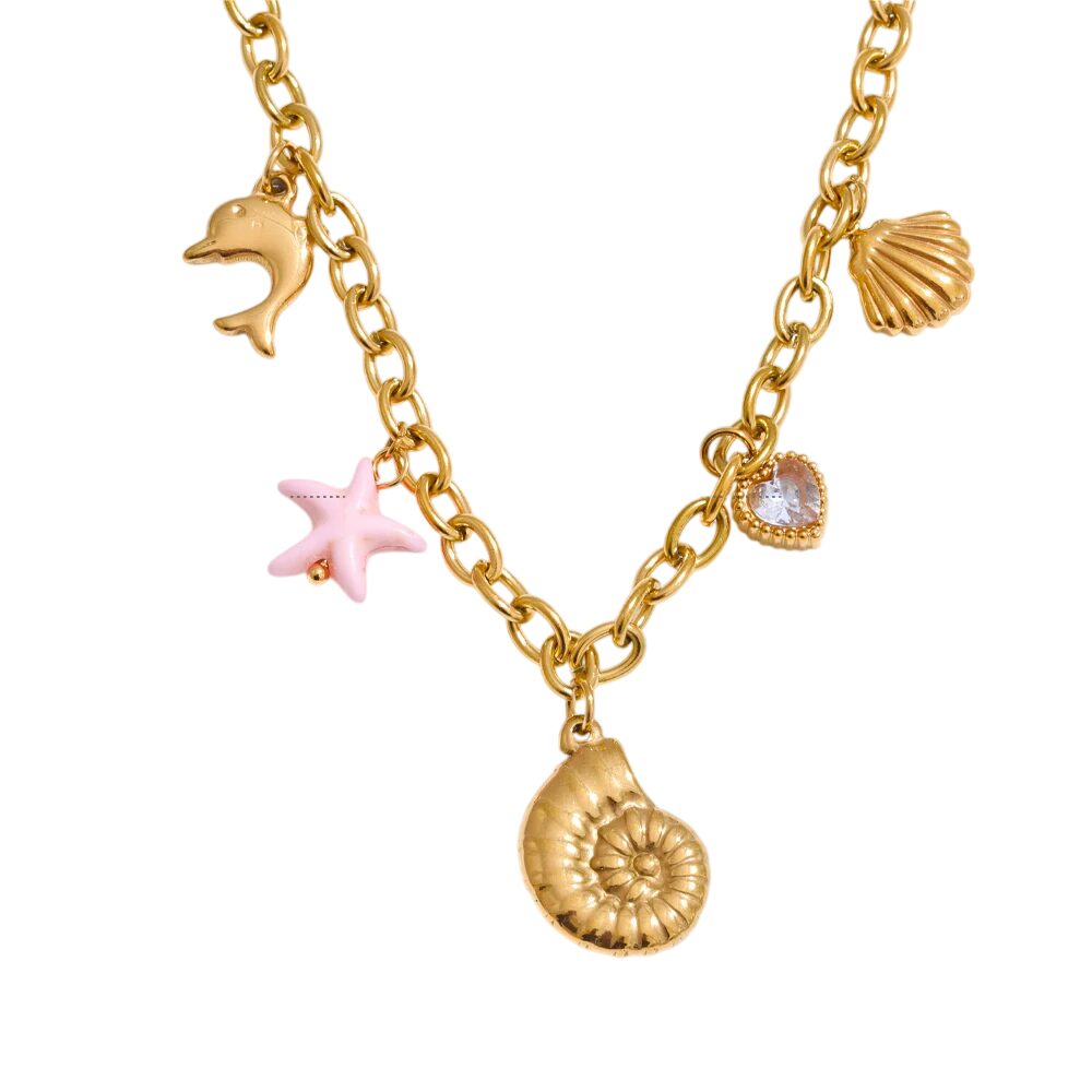 Collier à breloque coquillage doré