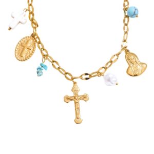 Collier à breloque croix doré