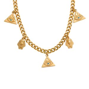 Collier à breloque pyramide doré