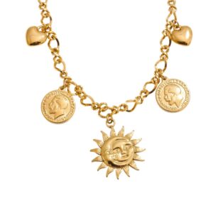 Collier à breloque soleil doré
