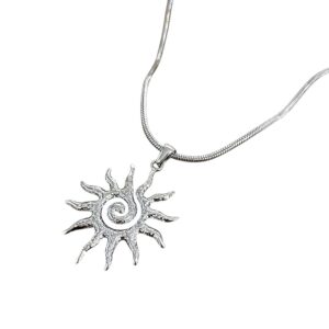 Collier à breloque unique soleil argenté