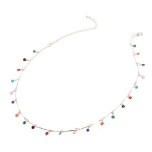 Collier à mini pierres multicolores argenté