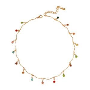 Collier à mini pierres multicolores doré