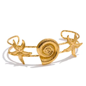 Jonc doré avec coquillage