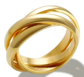 Triple bague dorée entremêlée