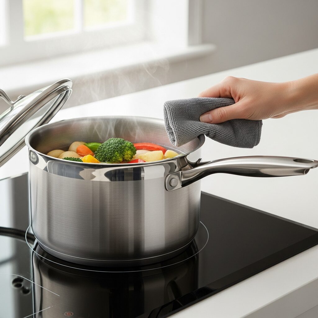 Optez pour la marmite acier inoxydable, l’alliance parfaite entre performance, durabilité et entretien facile. Anti-rayures, inaltérable et compatible tout feu, elle offre une cuisson homogène sans altérer le goût ni la couleur. Découvrez pourquoi c’est le choix durable pour votre cuisine au quotidien.