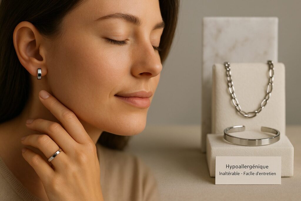 Allergie acier inoxydable? Découvrez nos bijoux en acier inox hypoallergéniques, inaltérables et faciles d’entretien. Style moderne, confort au quotidien et brillance durable sans compromis. Trouvez des pièces qui respectent votre peau et votre look.